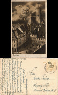 Ansichtskarte Memmingen Mond Künstlerkarte Blick Auf Markt 1932 - Memmingen
