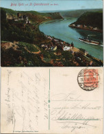 Ansichtskarte St. Goarshausen Burg Katz, Rheindampfer 1918 - Other & Unclassified