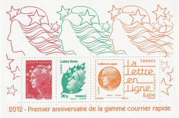 France 2012 1er Anniversaire De La Gamme Courrier Rapide La Lettre En Ligne Bloc Feuillet N°f4687 Neuf** - Mint/Hinged