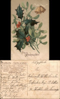 Weihnachten: Prägekarte Glocken Und Mistelzweige Christmas 1914 Prägekarte - Other & Unclassified