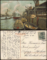 Ansichtskarte Hamburg Hafen, Dampfer - Verladekräne 1909 - Autres & Non Classés