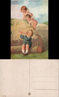 Ansichtskarte  Motiv: Engel Engel Schauen Auf Flöte Spielenden Jungen 1912 - Ohne Zuordnung