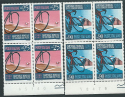 Italia 1968; Campionati Mondiali Di Ciclismo Su Pista, Serie Completa In Quartine Con Il Numero Del Foglio. - 1961-70: Mint/hinged