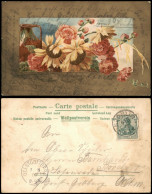 Ansichtskarte  Künstlerkarte Sonnenblumen Kanne Stilleben 1902 Gold-Effekt - 1900-1949