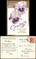Weihnachten Christmas X-.Mas Gold Stiefmütterchen Blume Flower 1908 Gold - Autres & Non Classés