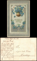 Glückwunsch Geburtstag Birthday Jugendstil-Ornament Veilchen 1911 Goldrand - Verjaardag