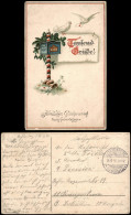 Patriotik Grüsse Glückwunsch Geburtstag Birthday 1916 Prägekarte  Feldpost Gel - Verjaardag