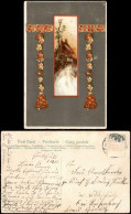 Künstlerkarte - Haus - Blumenlandschaft 1907 Goldrand/Prägekarte - Otros & Sin Clasificación