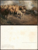 Künstlerkarte: Gemälde  Heinrich Zügel: Schafherde Hund Stimmungsbild 12913 - Paintings