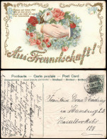 Künstlerkarte Blumen Freundschaft Reichende Hände 1909 Goldrand/Prägekarte - Autres & Non Classés
