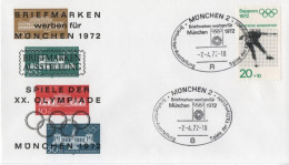 Germany Deutschland 1972 FDC Olympic Games Olympische Spiele, Sapporo, Skiing, Canceled In Munchen - 1971-1980