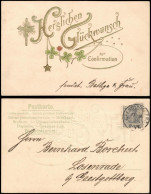 Glückwunsch - Konfirmation, Kleeblatt Goldprägekarte 1904 Goldrand/Prägekarte - Autres & Non Classés