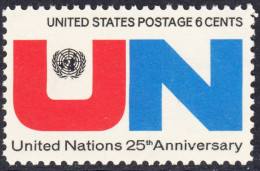 !a! USA Sc# 1419 MNH SINGLE (a2) - The United Nations; 25th Anniv. - Nuovi