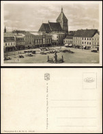 Postcard Köslin Koszalin Markt, Geschäfte, Bus Und Brunnen 1929 - Pommern