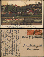 Ansichtskarte Loschwitz-Dresden Elbdampfer Stein-Zeichnung 1922 - Dresden