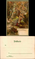 Ansichtskarte  Monatsgrüße OKTOBER Mädchen Vor Kapelle Künstlerkarte 1908 - 1900-1949