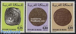 Morocco 1980 Antique Coins 3v, Mint NH, Various - Money On Stamps - Münzen