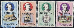 Barbuda 1979 James Cook 4v, Mint NH, History - Transport - Various - Explorers - Ships And Boats - Uniforms - Art - Cl.. - Exploradores