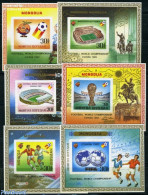 Mongolia 1982 World Cup Football 6 S/s, Mint NH, Sport - Various - Football - Globes - Maps - Other Material Than Paper - Géographie