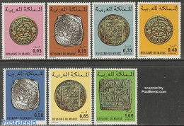 Morocco 1976 Coins 7v, Mint NH, Various - Money On Stamps - Monnaies