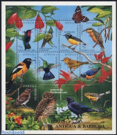 Barbuda 1997 Birds 12v M/s, Mint NH, Nature - Birds - Butterflies - Flowers & Plants - Owls - Woodpeckers - Barbuda (...-1981)