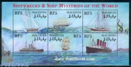 Maldives 2001 Ship Mysteries 6v M/s, Windfall, Mint NH, Transport - Ships And Boats - Boten