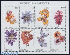 Guyana 1997 Carribbean Flowers 8v M/s, Mint NH, Nature - Flowers & Plants - Guyane (1966-...)