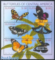Guyana 2002 Butterflies 6v M/s /Sweet Oil Butterfly, Mint NH, Nature - Butterflies - Flowers & Plants - Guyane (1966-...)