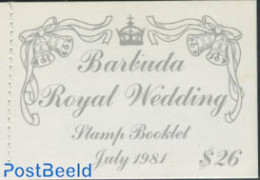 Barbuda 1981 Royal Wedding Booklet, Mint NH, History - Charles & Diana - Kings & Queens (Royalty) - Stamp Booklets - Familles Royales
