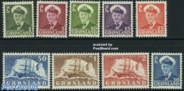 Greenland 1950 Definitives 9v, Mint NH, Transport - Ships And Boats - Nuevos