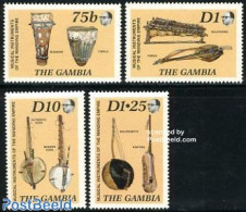 Gambia 1987 Music Instruments 4v, Mint NH, Performance Art - Music - Musical Instruments - Musique