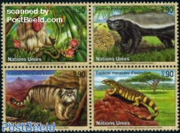 United Nations, Geneva 2002 Endangered Animals 4v [+], Mint NH, Nature - Animals (others & Mixed) - Cats - Monkeys - R.. - Autres & Non Classés