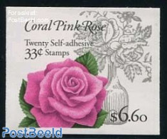 United States Of America 1999 Coral Pink Rose Booklet S-a, Mint NH, Nature - Flowers & Plants - Roses - Stamp Booklets - Neufs