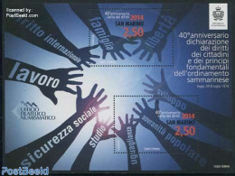 San Marino 2014 40 Year Fundamental Rights S/s, Mint NH, Various - Justice - Nuovi