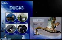 Nevis 2014 Ducks 2 S/s, Mint NH, Nature - Birds - Ducks - St.Kitts-et-Nevis ( 1983-...)