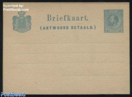 Netherlands 1879 Reply Paid Postcard 5+5c, Coat Of Arms Narrow Lined, Unused Postal Stationary - Cartas & Documentos