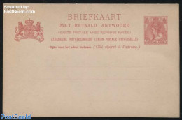 Netherlands 1901 Reply Paid Postcard 5+5c Rosered, Unused Postal Stationary - Brieven En Documenten