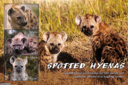 Liberia 2017 Spotted Hyenas 3v M/s, Mint NH, Nature - Animals (others & Mixed) - Wild Mammals - Autres & Non Classés