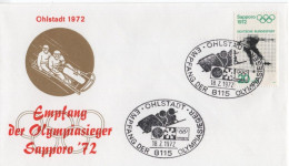 Germany Deutschland 1972 FDC Olympic Games Olympische Spiele, Sapporo, Bobsleigh Bobsport, Canceled In Ohlstadt - 1971-1980