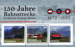 Liechtenstein 2022 Feldkirch-Schaan-Buchs Railway S/s (with Only Liechtenstein Stamp), Mint NH, Transport - Railways - Nuevos