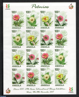 Angola 2011 Peonies 16v M/s Imperforated, Mint NH, Nature - Flowers & Plants - Angola