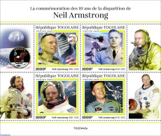 Togo 2022 10th Memorial Anniversary Of Neil Armstrong , Mint NH, Transport - Space Exploration - Togo (1960-...)