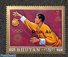 Bhutan 1983 7Nu, Druk Air Overprint 1v, Mint NH, Sport - Basketball - Olympic Games - Basket-ball