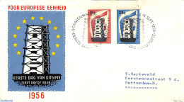 Netherlands 1956 Europa 2v, FDC, Typed Address, Open Flap, First Day Cover, History - Europa (cept) - Cartas & Documentos