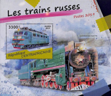 Central Africa 2019 Russian Trains S/s, Mint NH, Transport - Railways - Eisenbahnen