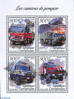 Central Africa 2019 Fire Engines 4v M/s, Mint NH, Transport - Automobiles - Fire Fighters & Prevention - Voitures