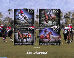 Central Africa 2019 Horses 4v M/s, Mint NH, Nature - Sport - Horses - Sport (other And Mixed) - Centraal-Afrikaanse Republiek
