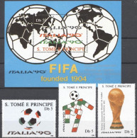 S. Tomè 1990, Football World Cup In Italy, 3val +BF - Sao Tomé Y Príncipe