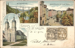 10574650 St Gallen SG St Gallen Sitterbruecke Marktplatz Hotel Hecht Cathedrale  - Andere & Zonder Classificatie