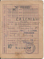 CARTE INDIVIDUELLE D'ALIMENTATION    1946  TOULOUSE - Toulouse